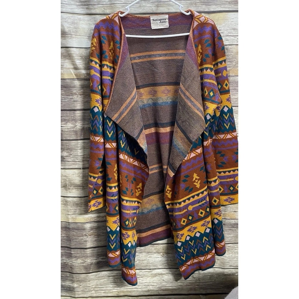Savanna Jane Large The Bella Tarwin Aztec Cardigan Southwestern Open Front